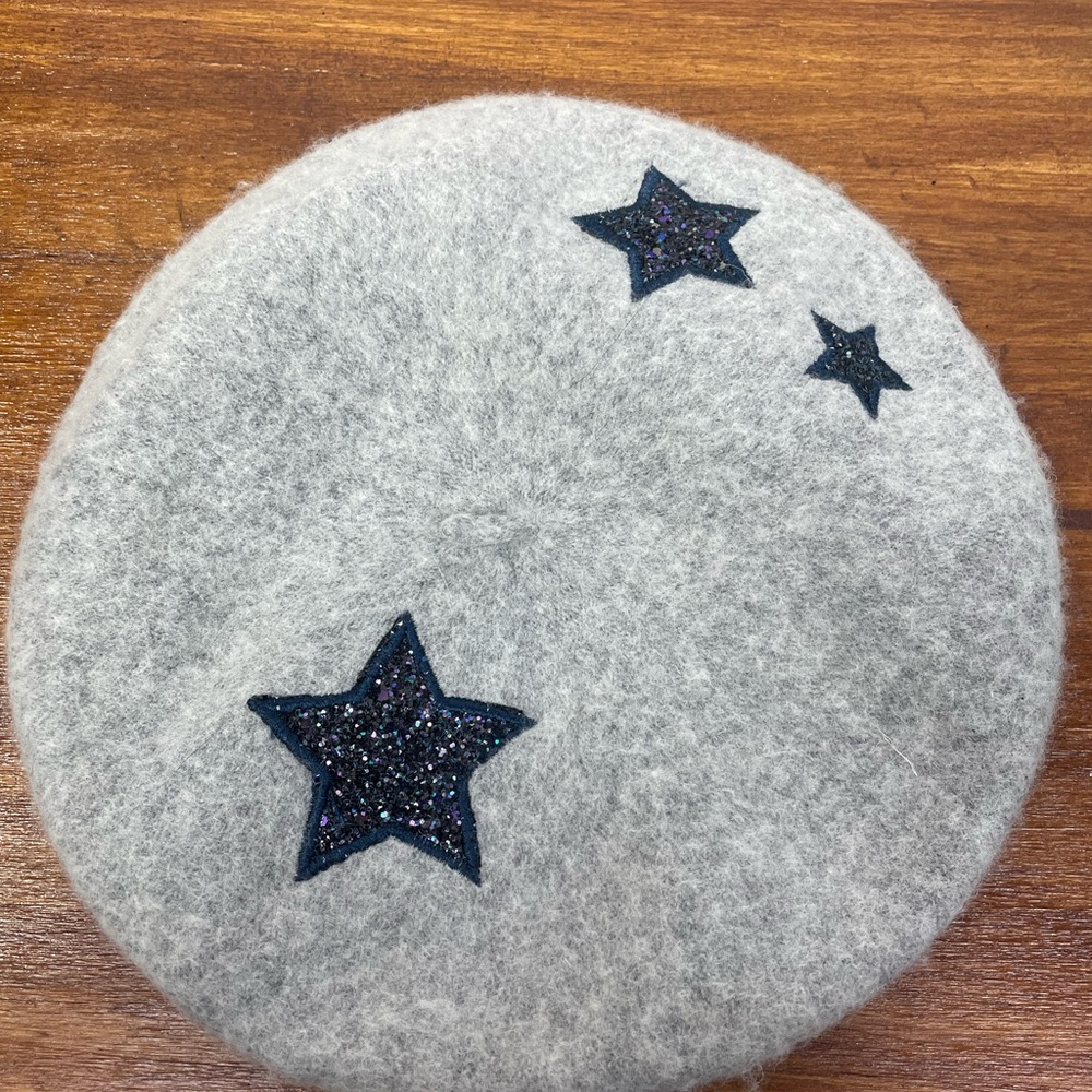 Target Wool Blend Glittery Star Gray Women’s Beret Hat EUC - Picture 7 of 9